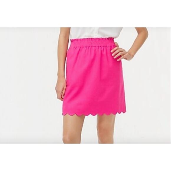 Hot pink scalloped hem short skirt J.Crew Factory preppy light academia - Picture 2 of 5